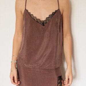 Caraco Gigi en soie marron