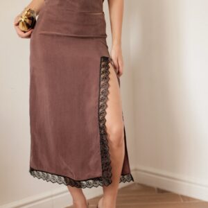 Jupe en soie marron Meriem