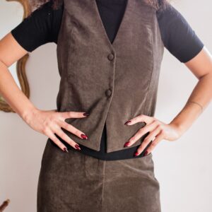 Jacket Val en velours de coton vert