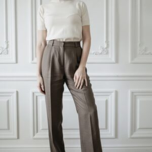 Pantalon John en Lin Marron